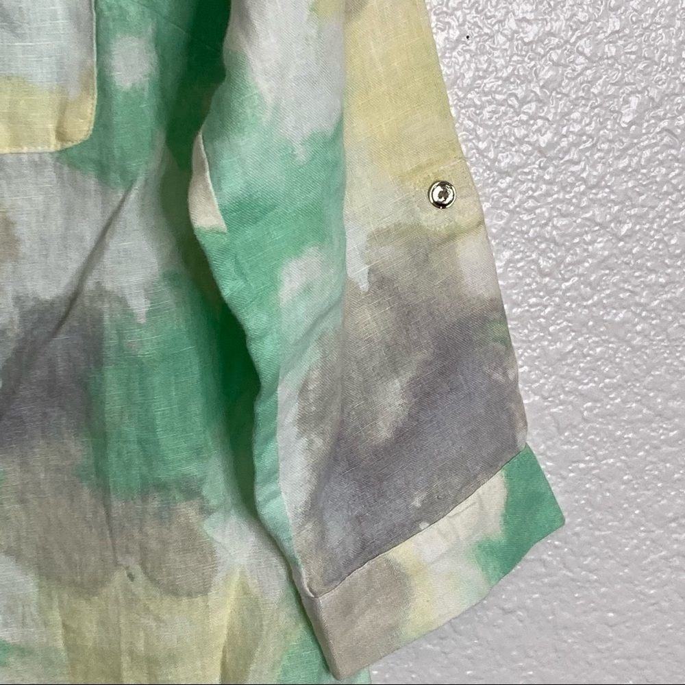 Jm Collection Linen Abstract Print Button Down Sh… - image 5